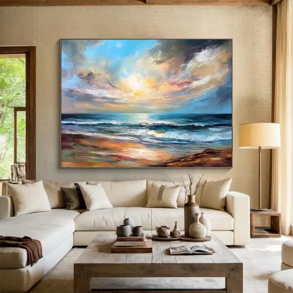Abstract Original Handmade Sunset Bedroom Abstract Artwork 4WI16
